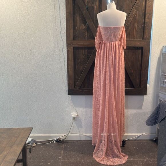 Elegant Off Shoulder Stretchy Lace Maternity Photography Dress High Belly Bump - Picture 8 of 13